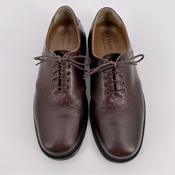 H.s. Trask & Co Brown Buffalo Bison Leather Saddle Oxfords Lace Up Men’s Size 10 - Picture 1 of 16